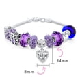thumbnail image 2 of Bling Jewelry Womens Purple Love Grandma Family Charm Bracelet Sterling Silver 6.5-8 Inch, 2 of 3