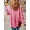 thumbnail image 2 of QWZNDZGR Womens Sweatshirt Casual Long Sleeve Crewneck Lightweight Pullover Tops Loose Sweatshirts, 2 of 3