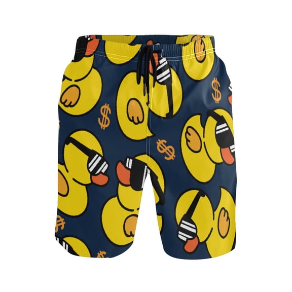 IAUYY Men's Quick-Dry Beach Shorts with All-Over Print - Lightweight Swim Trunks for Summer (S-XXL) Machine Washable,Ducks