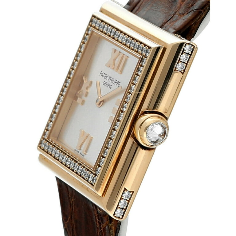 Patek Philippe 4868R Gondolo 18k Rose Gold Diamond Accent Leather Ladies Watch Walmart