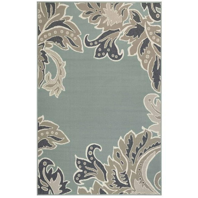 Trans-Ocean Imports RVI58764803 Tapis Intérieur & Extérieur 4 Pi. 10 Po. x 7 Pi. 6 Po. Liora Manne Riviera Feuille Ornementale - Cool
