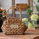 thumbnail image 3 of Bolso de mujer tejido a mano, pequeño bolso de mano con forma de cesta de flores con virutas de madera estilo pastoral, bolso de mano con forma de cesta de flores de madera, 3 of 5