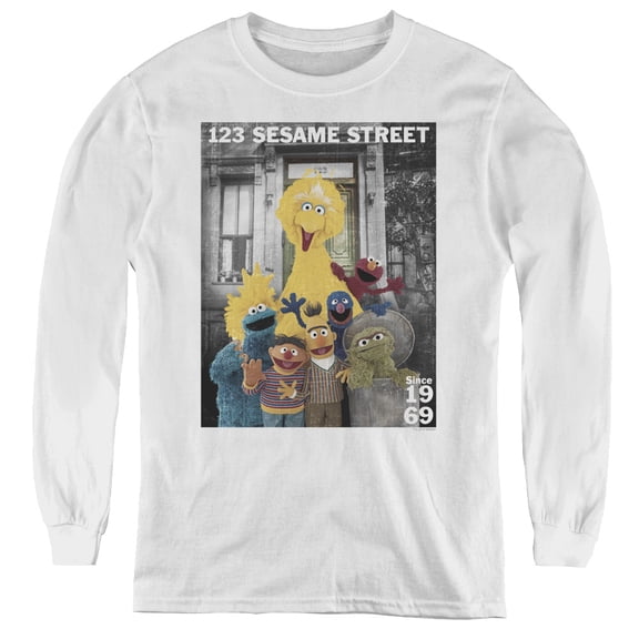 Sesame Street Best Address Youth Long Sleeve Tee White