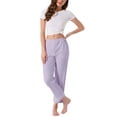 thumbnail image 2 of INSPIRE CHIC Womens Pajama Pants Cotton Knit Ribbed Elastic Waist Straight Leg with Pockets Loungewear Casual Home XS Purple, 2 of 6