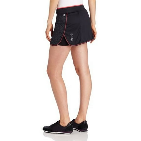 Mizuno Running Women's DryLite Meridian Skirt, Black/Rouge Red, X-Small