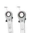 thumbnail image 3 of Uxcell 0.39'' x 0.43'' Reversible Ratcheting Wrench Metric Offset Double Box End Carbon Steel Silver Tone 1pcs, 3 of 5