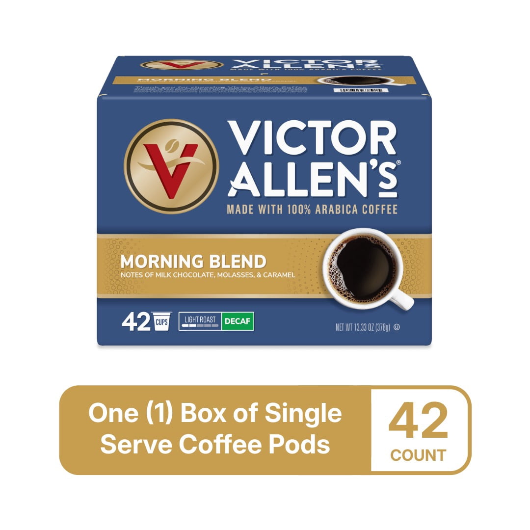 Victor Allen's Coffee Decaf Morning Blend, Light Roast , 42 Count, Single Serve Coffee Pods for Keurig K-Cup Brewers