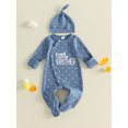thumbnail image 3 of HWJAD Baby Boys Waffle Footed Romper Set for Little Brother Newborn Long Sleeve Jumpsuit Coming Home Clothes Infant Bodysuit Hat Fall Outfits, 3 of 8