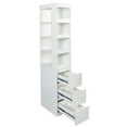 thumbnail image 6 of 70.87" Display Storage Cabinet with Wheels,Modern Wooden Tall Bookshelf Bookcase with 4-Tier Shelf, 3 Side Drawers,Space Saving Storage Organizer for Kitchen Livingroom  Narrow Spaces,White, 6 of 9
