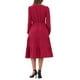 thumbnail image 3 of Vestido V de cuello en forma de inspiración chic para mujer, con mangas de linterna, volantes, corte A, elegante, casual, midi, talla XL, rojo oscuro, 3 of 6
