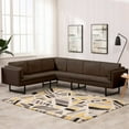 thumbnail image 2 of vidaXL Corner Sofa Brown Fabric, 2 of 7