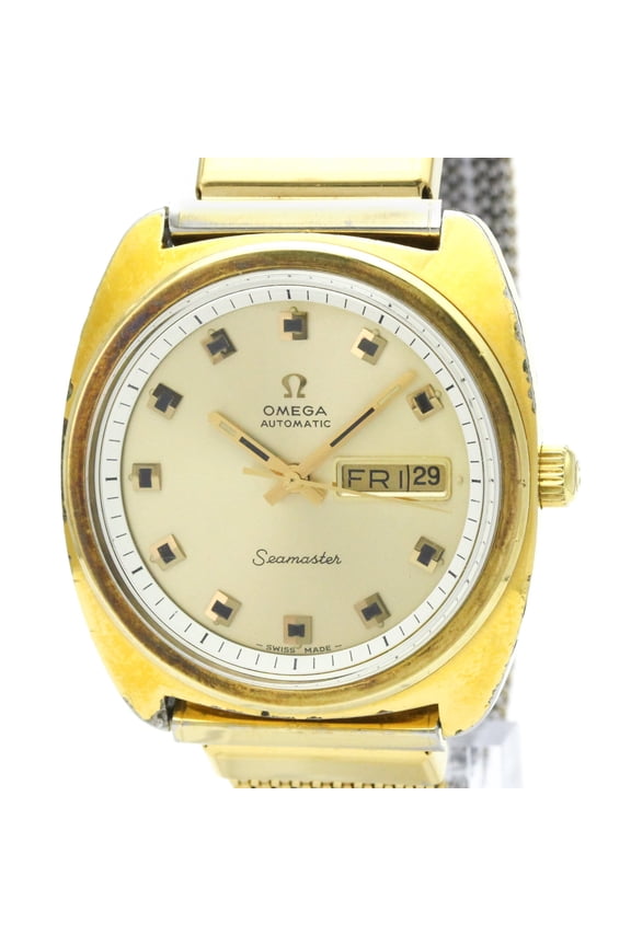 Pre-Owned OMEGA Seamaster Day Date Cal 752 Gold Plated Automatic Watch 166.064 Vintage