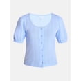 thumbnail image 6 of Time and Tru Women's Pointelle Top with Short Sleeves, Sizes XS-XXXL, 6 of 6