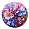 thumbnail image 2 of Designart "Pink Blue Hydrangea Blooming Euphony" Floral Oversized Wall Clock, 2 of 5
