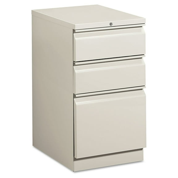 HON H33720R.L.Q 15 in. x 19.88 in. x 28 in. 3-Drawer Brigade Mobile Pedestal with Pencil Tray Insert - Letter, Light Gray