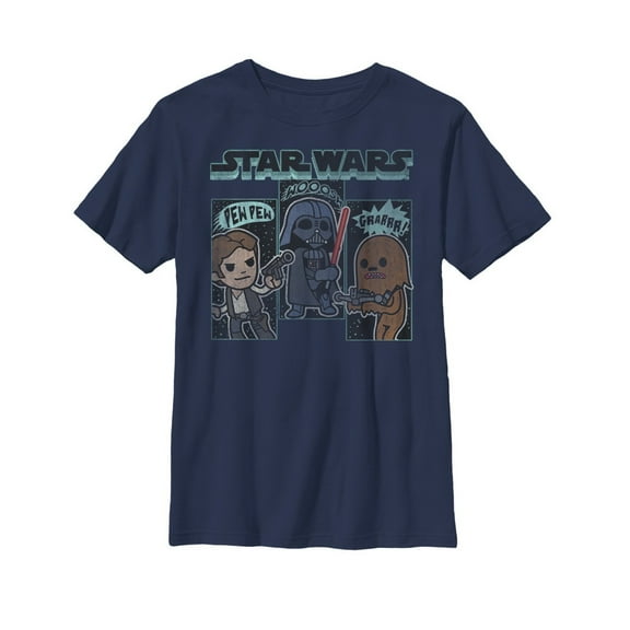 Boy's Star Wars Cartoon Sounds Graphic Tee Navy Blue X Large