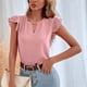 thumbnail image 5 of Camisas de manga corta con volantes para mujer, blusas holgadas de punto a la moda de verano para mujer, blusas de manga corta con recortes, Tops para trabajo diario, viajes, Rosa M, 5 of 8