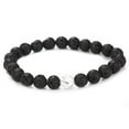 thumbnail image 1 of Xiao Hua Pulsera de cuentas hecha a mano, ideal para hombres y mujeres, con cuentas de piedra volcánica natural (negro y blanco), 1 of 2