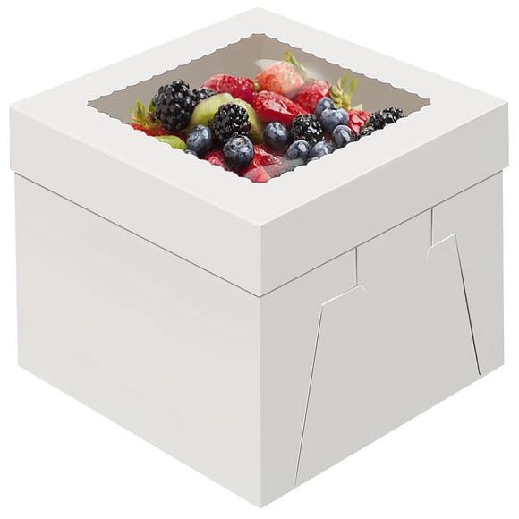 Paquete de 4 cajas desechables para tartas WINKIO de 30 x 30 x 20 cm con ventana