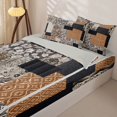 thumbnail image 3 of Homewish Retro Boho Mandala Zipper Queen Comforter Set with Fitted Sheet and 2 Pillowcases,Patchwork Geometric Zipper Bedding Set,Brown Gray,Light Gray Reversible,4pcs, 3 of 8