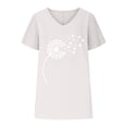 thumbnail image 4 of WREESH Women's Cotton Linen Graphic T-Shirts Summer Fashion V-Neck Batwing Sleeves White, 4 of 6