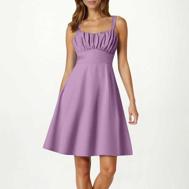Vestido Midi Informal de Tirantes Finos Para Mujer, Corte A, Fluido, Estilo Bohemio, Con Lunares, Para Uso Diario y Verano.