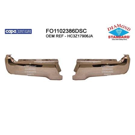 REAR STEP BUMPER FACE BAR [2-PC LEFT AND RIGHT]; CHROME; WITHOUT PARK