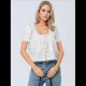 thumbnail image 5 of Blusa de Encaje con Lazo Frontal para Mujer, Transparente, de Corta, Cuello Redondo, Botones, Estilo Bohemio, con Volantes, Estilo Y2K S, 5 of 8