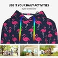 thumbnail image 4 of Lsque Cute Flamingo Pattern Casual Women's Hoodie,Hooded Sweatshirt with Kangaroo Pocket,Pullover Hoodie with Eye-catching Drawstrings-Medium, 4 of 7