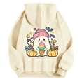 thumbnail image 3 of YDFCWXW Women's Halloween Sweatshirt Hoodie Ghost Long Sleeve Spooky Season Hoodie Sweatshirts Loose Fit Tops With Pockets (Beige, S), 3 of 5