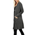 thumbnail image 2 of Womens Open Front Draped Slouchy Pocket Long Cardigan, 2 of 3