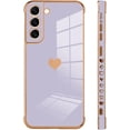 thumbnail image 4 of Compatible with Samsung Galaxy S22 Plus 5G Case Love Heart Plating Electroplate Luxury Elegant Case Camera Protector Soft TPU Shockproof Protective Corner Back Cover Galaxy S22+ 5G Case -Purple, 4 of 10