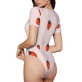 thumbnail image 2 of Bingfone Justaucorps à Col Rond Motif Fraise pour Femmes, Manches Courtes à Boutons-Pression, Adapté pour Fête, Sport, Usage Quotidien-Petit, 2 of 7