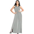 thumbnail image 1 of KOH KOH One Piece Sleeveless Cocktail Party Wide Leg Cute Casual Long Pant Suit Romper Playsuit Jumpsuit For Women Light Gray Ash Grey Medium US 8-10 NT147, 1 of 6