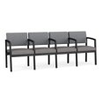 thumbnail image 1 of Fauteuil d'Attente de Réception Lenox en Acier à 4 Places / Acier Noir / Gris / Gris, 1 of 5
