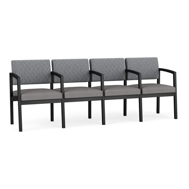 Fauteuil d'Attente de Réception Lenox en Acier à 4 Places / Acier Noir / Gris / Gris