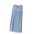 thumbnail image 3 of Night Gowns for Women Cotton New Nightgown for Women Loose Sleeveless Pleated Sleep Dress Summer Lightweight Round Neck Comfy Nightdress, 3 of 5