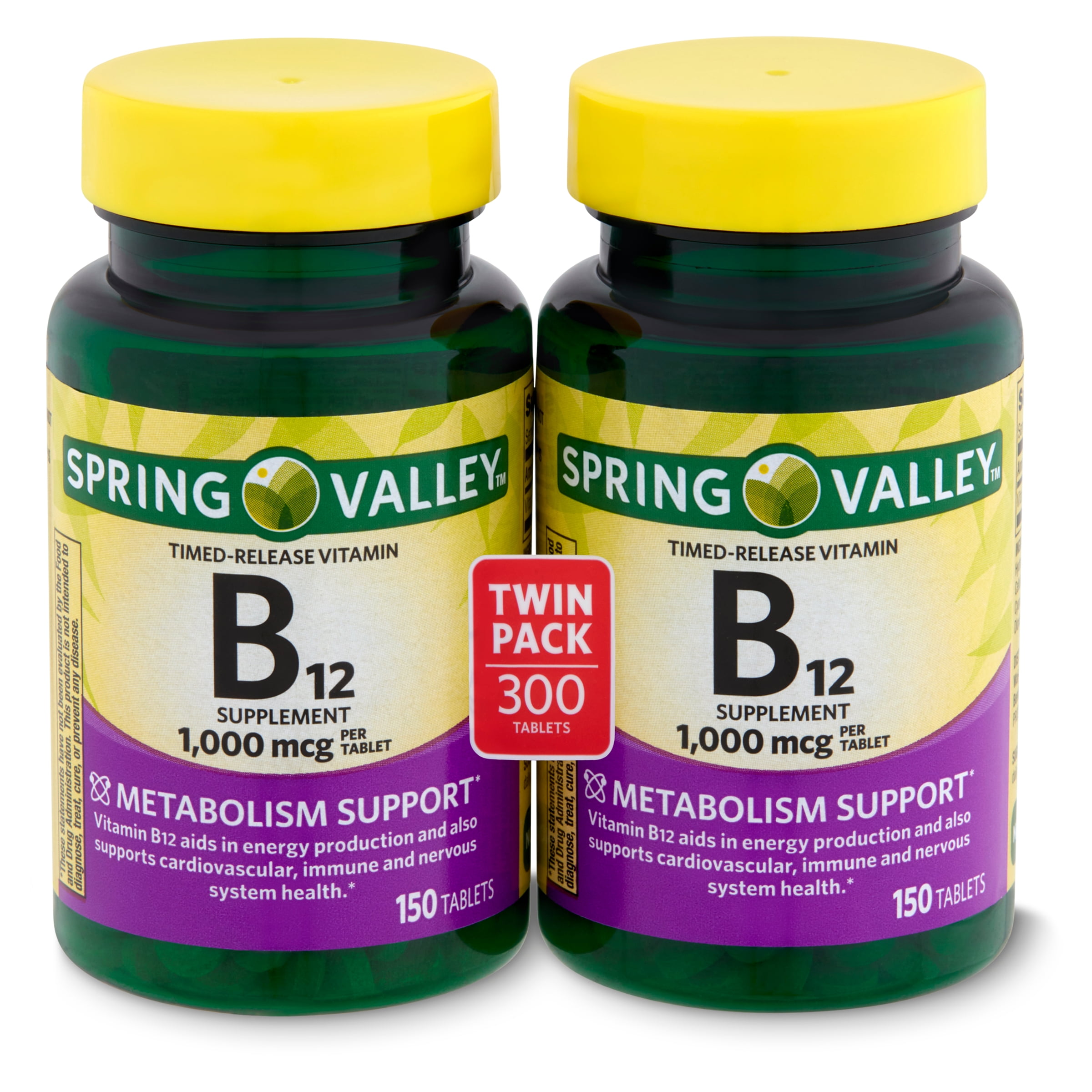 Spring Valley Timed Release Vitamin B12 Supplement Twin Pack 1 000 Mcg 