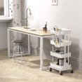thumbnail image 3 of Simple Houseware Chariot Utilitaire Roulant à 4 Niveaux avec Seaux Suspendus, Blanc, 3 of 9