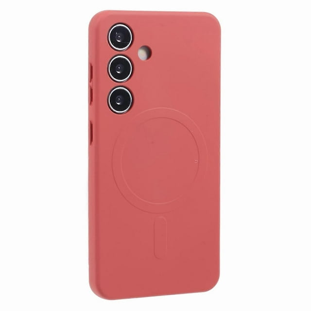 For Samsung Galaxy S25 Case Compatible with MagSafe Shockproof TPU Phone Cover - Camellia Red
