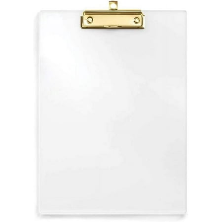 UNIQOOO Thick Clear Acrylic Clipboard with Shiny Gold Finish Clip, Perfect for Modern Arts Lover, Fashion and Style Expert, Calligrapher, Office, Seminars, Workshops, Home School, Classroom and Event