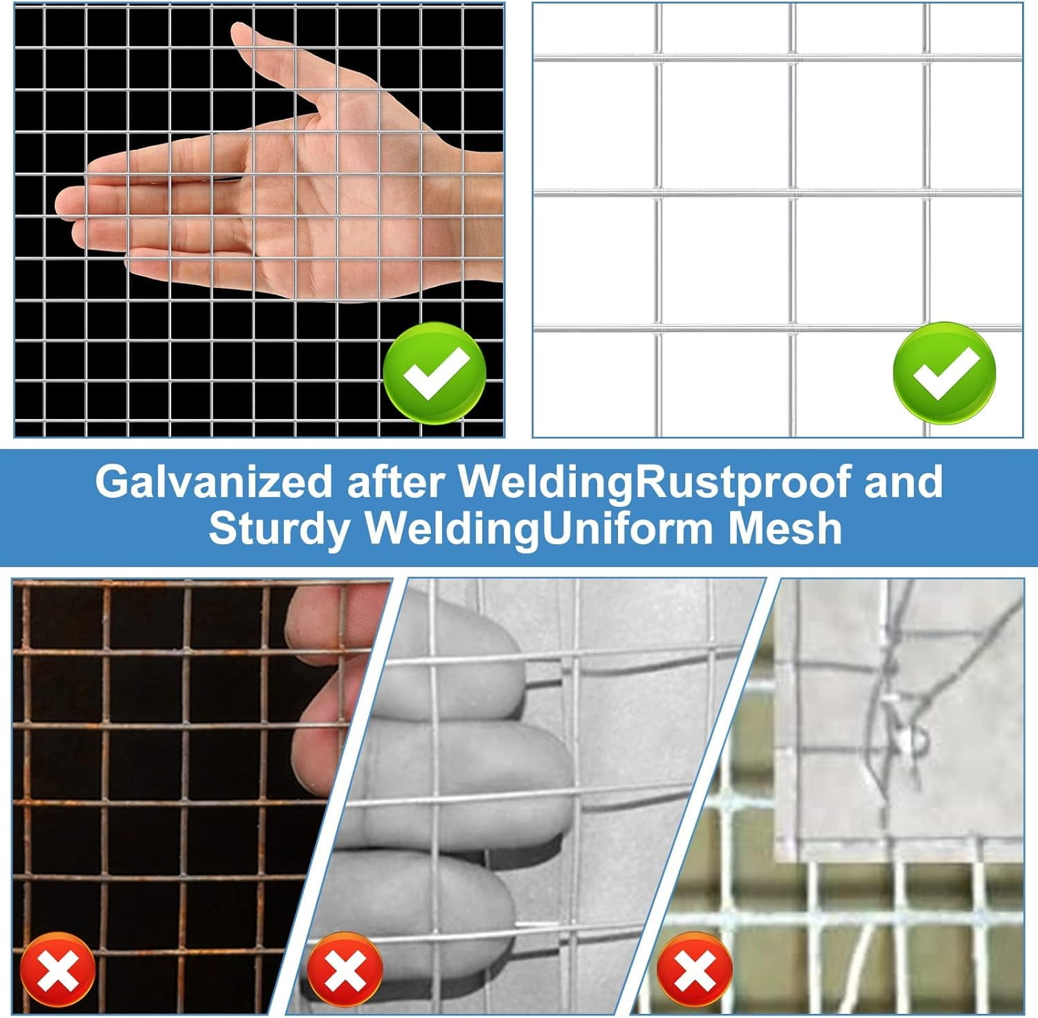 Land Guard Hardware Cloth 1/2 Inch 48inx200ft  19 Gauge Square chicken Wire Fence Mesh Roll Plant Supports Poultry Netting Cage Snake Fence(Sliver)