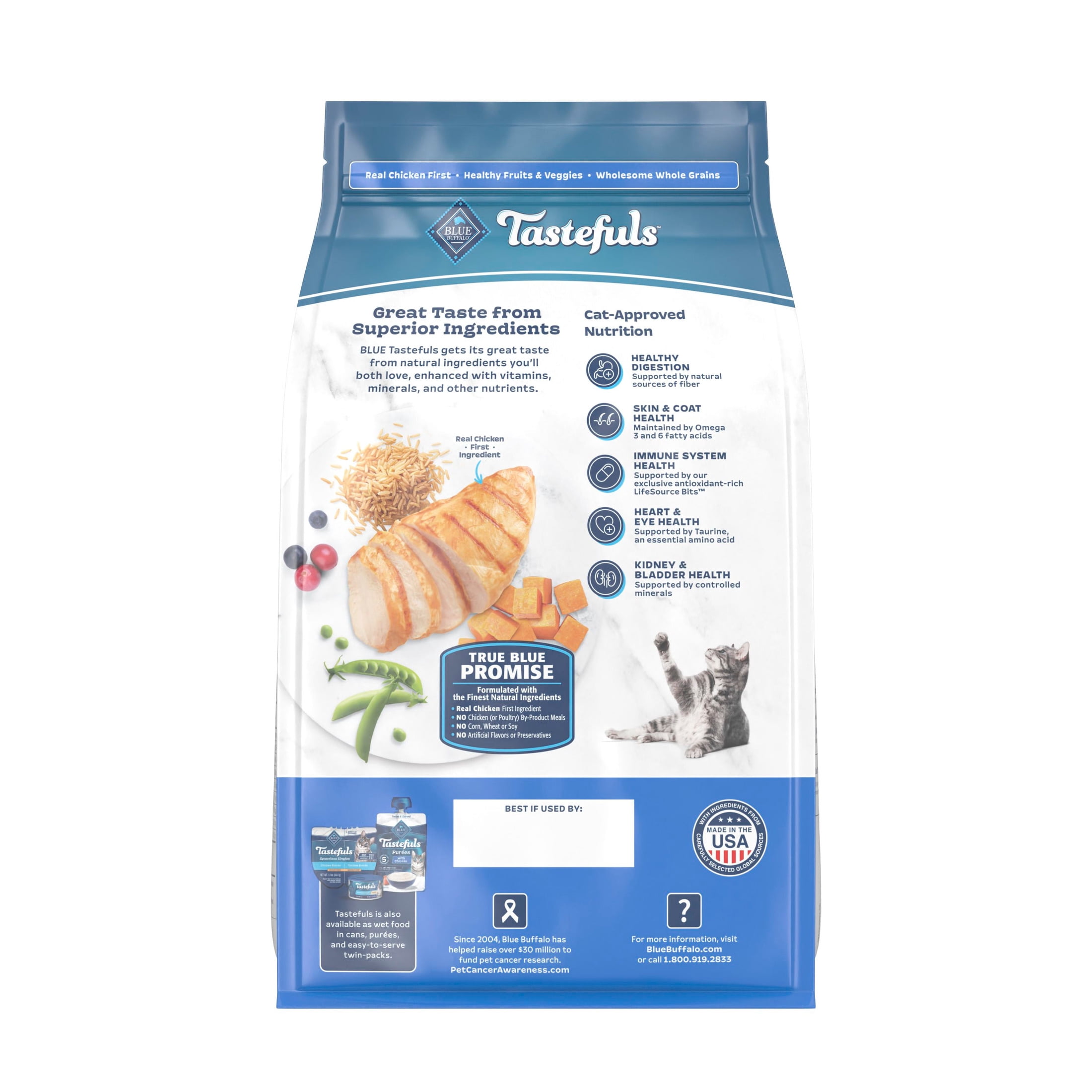 Blue Buffalo Tastefuls Natural Dry Food for Adult Indoor Cats, Chicken & Brown Rice Recipe, 5-lb. Bag