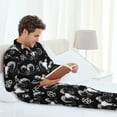 thumbnail image 4 of Mens Pajamas Set, Gothic Cool Goat Skull Button Down Long Sleeve Loungewear Sleepwear Pjs sets for Men, 4 of 5