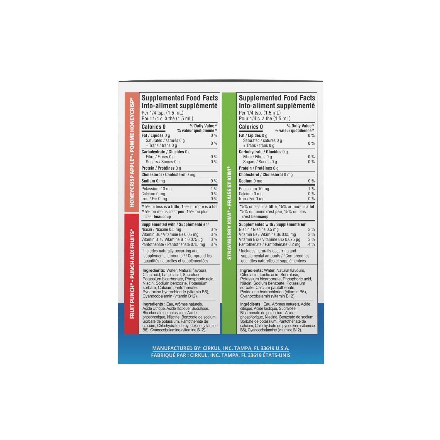 Paquet multi-saveurs de 6 cartouches LifeSip de Cirkul (2 Punch aux fruits, 2 Fraise et kiwi, 2 Pomme Honeycrisp) Cartouches d'arômes Cirkul Sip®, paquet de 6