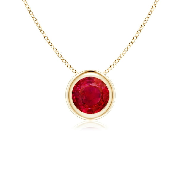 Bezel-Set Round Ruby Solitaire Pendant in 14K Yellow Gold (5mm Ruby) -  SP0159R-YG-AAA-5