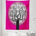 thumbnail image 1 of Music Tapestry, Composition Tree Nature Harmony Rhythm Illustration, Fabric Wall Hanging Decor for Bedroom Living Room Dorm, 5 Sizes, Hot Pink Black White, by Ambesonne, 1 of 1