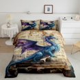 thumbnail image 2 of Dragon Comforter Set ,Retro Newspaper Style Bedding Set Teens Room Decor,Mysterious Ancient Western Animals Comforter with 1 Pillowcase for All Seasons,Twin, 2 of 6