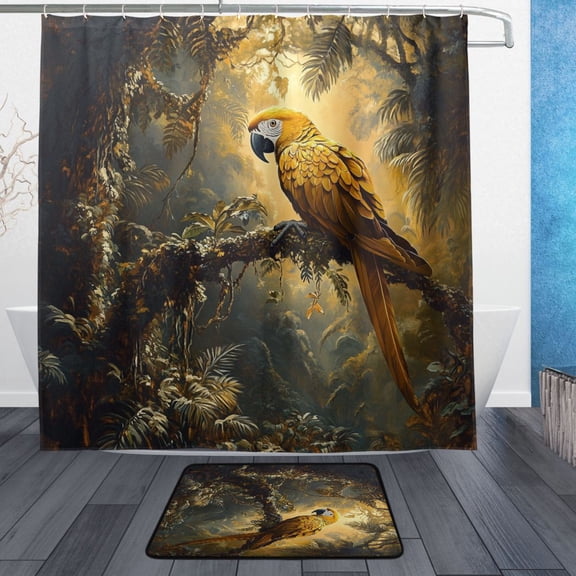 BZSMCE Shower Curtain and Bath Accessory Set,Jungle Jewel Pattern