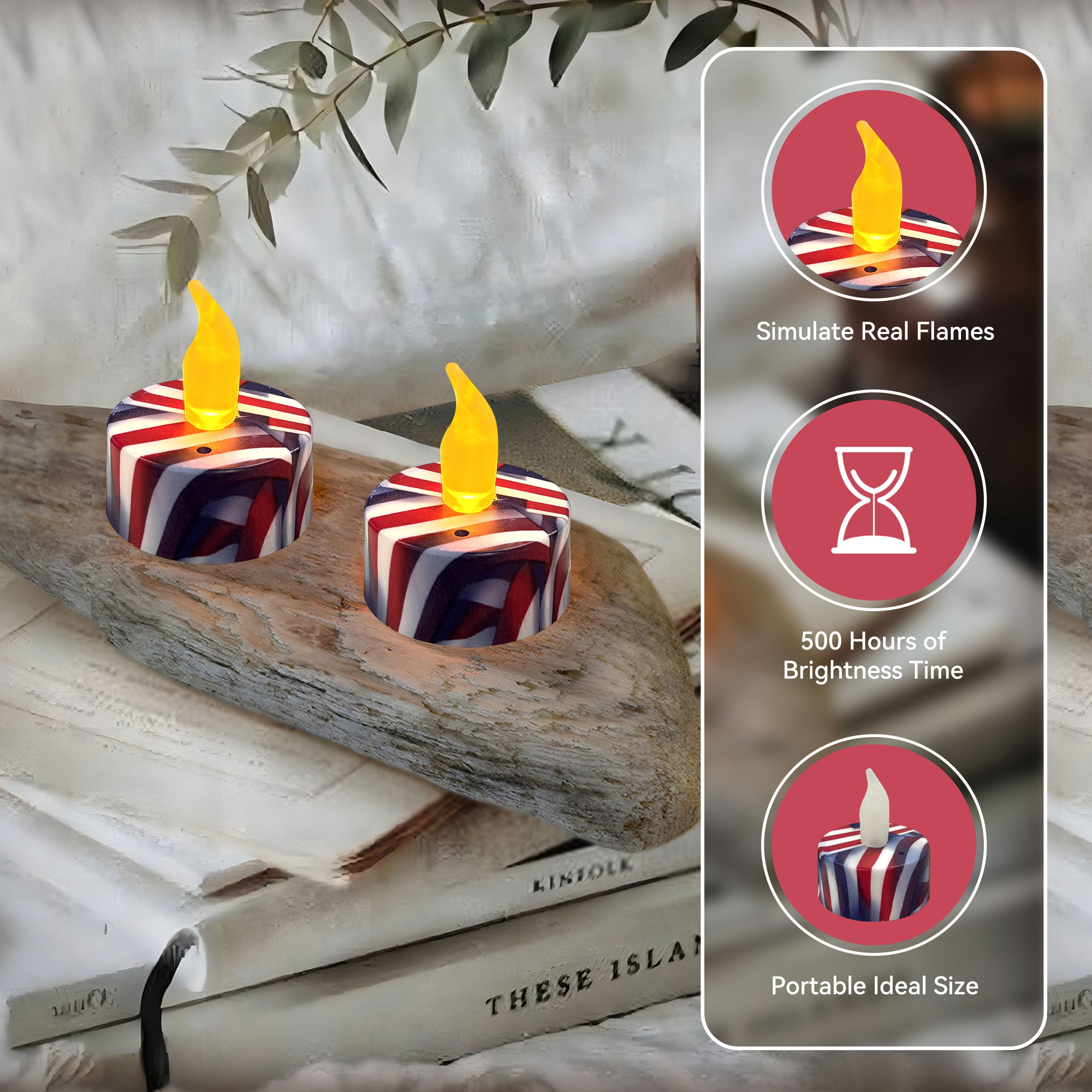 Mosaic Handmade LED Tealight Candles with Remote, Printed Flameless Tea Light for Home Décor, 2.2 Inch Diameter LED Flameless Candle,12pcs